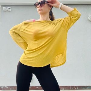 Free People Cinch Shoulder Oversized Yellow Mustard Top